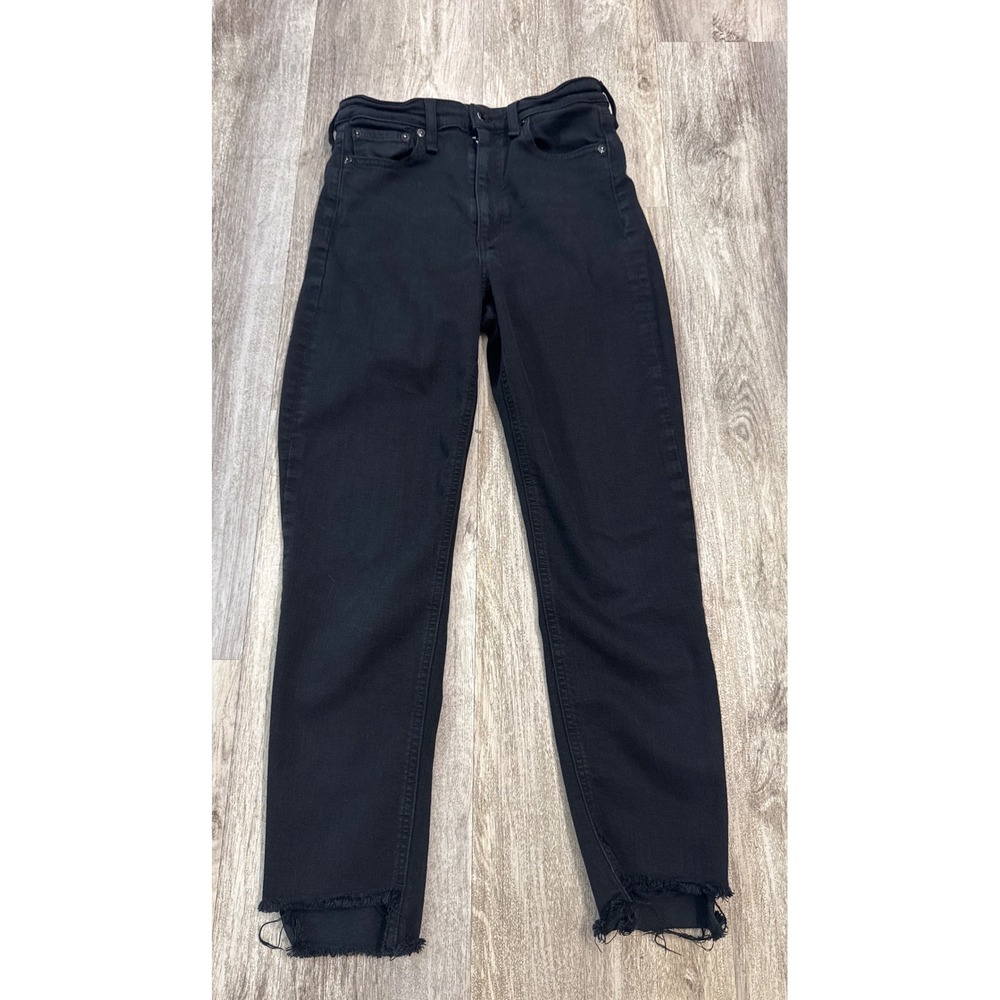 Rag & Bone Nina High Rise Cigarette Jeans Black Raw Step Hem Size 27 Womens